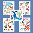 Sea Turtle Ocean Fish Wall Decals Glow in The Dark, Under The Sea Life Animals Stickers for Ceiling, Girls Boys Waterproof Decoration for Living Room Wall Bathroom Toilet