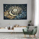 HZOHNAGO Sun Moon Tapestry Boho Golden Stars Pattern Printed Wall Tapestry Wall Hanging for Bedroom Living Room Dorm 60" W x 40" H by CozyNest Decor