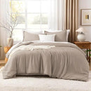 Litanika Light Coffee Comforter King Size, 3 Pieces Lightweight Solid Bedding Comforter Set, All Season Fluffy Bed Set (104x90In Comforter & 2 Pillowcases) by CozyNest Decor