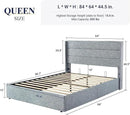 Allewie Queen Size Lift Up Storage Bed, Modern Wingback Headboard, Hydraulic Support, No Box Spring Needed, Grey Blue by CozyNest Decor