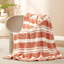 Snuggle Sac Orange Fall Throw Blanket for Couch, Reversible Super Soft Blankets Warm Cozy Knit Fuzzy Plush Blankets for Sofa,Living Room, Stripe Orange,50x60 inches by TinyTreasures Baby Boutique