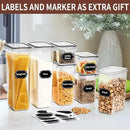 PRAKI Airtight Food Storage Containers Set with Lids - 24 PCS, BPA Free Kitchen and Pantry Organization, Plastic Leak-proof Canisters for Cereal Flour & Sugar - Labels & Marker(Grey) by CozyNest Decor