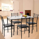 5 Pieces Dining Set with Tempered Glass Top Table and 4 Upholstered Chairs by LJGDeals