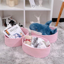 Cute Baskets for Shelf Storage Small Woven Basket to Store and Organize Daily Items/Durable Rope Basket for Living Room, Bedroom,Playroom/Oval-13x8.66x5.11’’,Stylish 3 Packs Pink by TinyTreasures Baby Boutique
