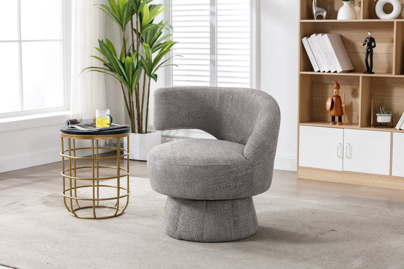 360 Degree Swivel Cuddle Barrel Accent Chairs, Round Armchairs with Wide Upholstered, Fluffy Fabric Chair for Living Room, Bedroom, Office, Waiting Rooms