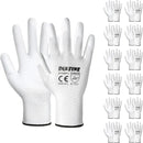 DULFINE Safety Work Gloves PU Coated-12 Pairs,White Seamless Knit Glove with Polyurethane Coated Smooth Grip on Palm & Fingers, for Men and Women, Ideal for General Duty Work (Medium) by GreenHaven Gardens