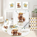 Personalized Baby Crib Bedding Set, 5 Pcs Custom Name Bedding Set, Double Layer Nursery Bedding Set for Boy Girl, Highland Cow Baby Crib Set, Gift for Toddlers Infants New Parents by TinyTreasures Baby Boutique