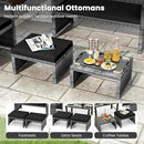Tangkula 2 Pieces Patio PE Rattan Ottomans, Multipurpose Outdoor Footstool Footrest Additional Seating Side Table with Soft Zippered Cushions for Deck, Garden, and Yard (Black) by CozyNest Decor