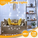 Ollny 120LED 40FT String Lights, Waterproof Connectable Fairy Lights with Timer 8 Modes, Cool White Plug in Christmas Light for Indoor Outdoor Patio Party Bedroom Classroom Decor by GreenHaven Gardens