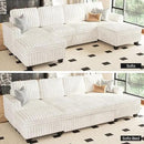 Belffin Modular Sectional Sleeper Sofa with Pull Out Couch Bed Corduroy Double Chaise with Storage White Couch by CozyNest Decor