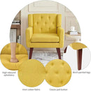 Accent Chair Button-Tufted Upholstered Living Room Chairs Comfy Reading Chair Mid Century Modern Chair with Linen Fabric Lounge Arm Chairs for Living Room Bedroom (Yellow) by CozyNest Decor