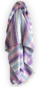 Del Mex Classic Mexican Blanket, Large Authentic Woven Falsa Throw (70"x50"), Artisan Southwest Décor for Beach, Yoga, Outdoors (Lavender/Pink) by CozyNest Decor