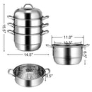 3 Tier Stainless Steel Cookware Pot Saucepot Steamer by LJGDeals
