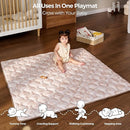 Momcozy Baby Play Mat for Floor, 50x50 Thickened Playpen Mat, Playmate for Baby Tummy Time, Waterproof & Non-Slip, Foldable Outdoor Mats with Carrying Handle, Leopard Heart by TinyTreasures Baby Boutique