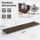 RICHFOCUS Elm Floating Shelves for Wall - 48" W x 9.3" D Rustic Solid Wood Shelves with Invisible Bracket, Wall-Mounted for Living Room, Bedroom, Kitchen Storage & Display, Set of 1, Walnut by CozyNest Decor