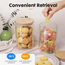 YUNCANG Glass Food Storage Jars 37oz [Set of 6],Clear Glass Food Storage Containers with Airtight Bamboo Lid Stackable Kitchen Canisters for Candy,Cookie,Rice,Sugar,Flour,Pasta by CozyNest Decor
