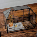NCYP Glass Terrarium Planter with Lid for Small Succulent Cacti, Grid House Shape Black Geometric Terrarium Pot, Home Garden Indoor Tabletop Decor, 9.84" x 5.31" x 7.87" (No Plants) by CozyNest Decor