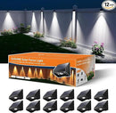 12 Pack Decorative Solar Powered Fence Lights Outdoor Waterproof with Cool White LED Spot Lens, for Outside Wall, Deck, Patio, Yard, Rail, Garage, Pool, Designed for Enhanced Security, Easy Install by GreenHaven Gardens