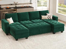 Belffin Modular Sectional Sleeper Sofa with Pull Out Bed Velvet Convertible U Shaped Sectional Sofa Couch with Storage Chaises for Living Room Green by CozyNest Decor