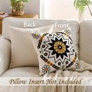 Embroidered Throw Pillow Cover 18x18 Classic Boho Floral Pattern Pillows Cover Outdoor Decorative Pillowcase,Durable Cozy Textured Cushion Case for Sofa Couch Bed Living Room,Black Orange by CozyNest Decor