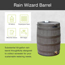 Good Ideas 50 Gallon Large Faux Wood Plastic Rain Water Barrel Collector with Brass Spigot for Rainwater Collection and Storage, Oak, 2 Pack by GreenHaven Gardens