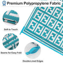 OutdoorLines Outdoor Plastic Area Rugs for Patio 5x8 ft - Reversible Outside Carpet, Stain & UV Resistant RV Mats, Straw Rug for Camping, Deck Garden, Porch and Balcony, Geometry Teal & Light Grey by GreenHaven Gardens