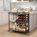 Lifewit Bar Cart for The Home, 3 Tier Drink Cart with Lockable Wheels, 12 Wine Rack and 3 Rows Glass Holders, Liquor Serving Cart for Kitchen Dining Livingroom, 31.6" x 13.1" x 33.9", Rustic Brown by CozyNest Decor