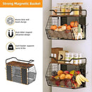 Magnetic Shelf for Fridge with Wood Lid, Large Capacity Magnetic Spice Rack for Refrigerator with 4 Hooks, Magnetic Basket for Kitchen Pantry Laundry Organizers Storage(2 Pack) by CozyNest Decor
