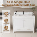 43" Bathroom Vanity With Artificial Marble Carrara Top Set, Multi Functional Cabinet With Doors And Drawer - White by Unique Piece Furniture