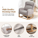 Rocking Chair Nursery, Nursing Rocking Chairs for Mom Nursery, Comfy Wingback Glider Rocking Armchair with Foot Rest and Side Pocket for Nursery Living Room Bedroom, Teddy Grey by TinyTreasures Baby Boutique