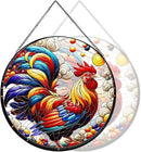 RIVEENY Rooster Glass Window Hangings, 8" Rooster Sun Catcher Stained Glass Window Panels, Wall Art Stained Panel Hangings Gift for Home Garden Ornament (Roosters) by GreenHaven Gardens