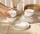 Ceramic Dinnerware Set, 12-Piece Service for 4, Round, Microwave and Dishwasher Safe, Cambridge Classics (French) by CozyNest Decor
