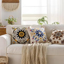Embroidered Throw Pillow Cover 18x18 Classic Boho Floral Pattern Pillows Cover Outdoor Decorative Pillowcase,Durable Cozy Textured Cushion Case for Sofa Couch Bed Living Room,Black Orange by CozyNest Decor