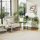 Acrylic Console Table, Entryway Table with Storage Shelves (Green) by CozyNest Decor