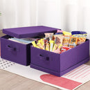 HOONEX Storage Bins with Lids for Organizing, Pack of 2, Storage Boxes with 2 Carry Handles and Sturdy Heavy Cardboard, 16.5" L x 11.8" W x 7.5" H for Shoes, Books, Clothes, Nursery, Dark Purple by TinyTreasures Baby Boutique