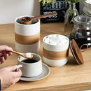 Small Ceramic Jar with Lid, Coffee Container Canister Kitchen Food Storage Jars for Spice Sugar Tea Bag, Stackable Decorative Jars for Countertop, White & 5oz by CozyNest Decor