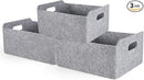 Welaxy Storage Baskets Collapsible Felt Storage bin Foldable Shelf Drawers Organizers Bins organizie Box with Handles for Kids Toys pet Toy Books Clothes Makeup Junk organise (Gray x 3) by TinyTreasures Baby Boutique