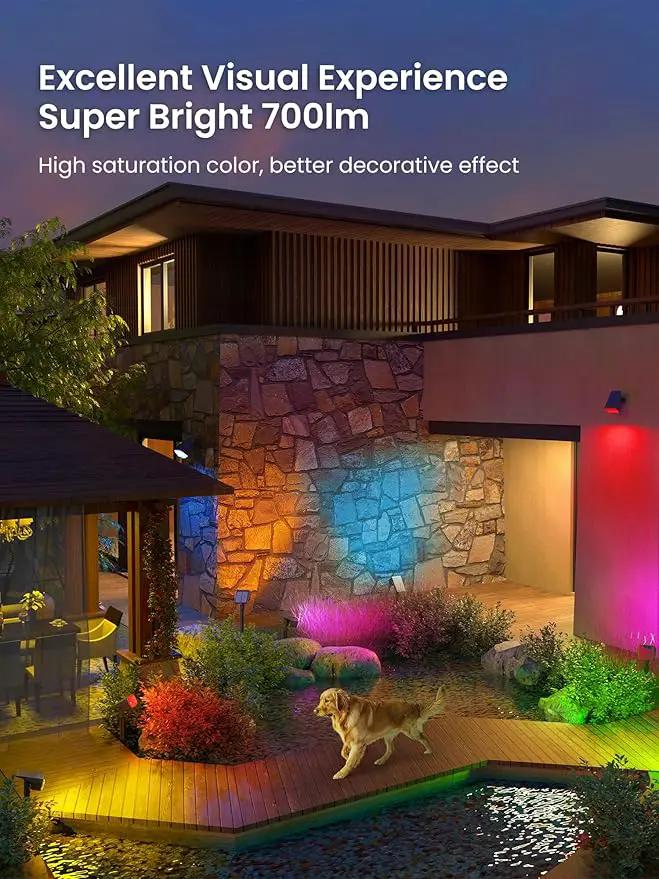 Solar Spot Lights Outdoor, 9 Lighting Modes RGB, Solar Lights Outdoor Waterproof IP65, 63 LED Landscape Spotlights for Holiday Decorations-10 Pack, photo 13 of 13