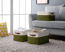 DECOMOMO Storage Bins Fabric Storage Baskets for Shelves, Linen Closet Organization Toys Nursery (Olive Green and White, Large - 3 Pack) by CozyNest Decor