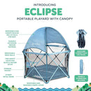 Baby Delight Go with Me Eclipse Deluxe Portable Playard | Playpen | Sun Canopy | Indoor and Outdoor | Ultra Padded Nylon Floor | Blue Wave by TinyTreasures Baby Boutique