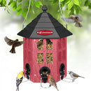 Kingsyard Wild Bird Feeder for Outdoor Hanging, Recycled Plastic Bird Feeders with 6 Ports & U-Shape Perch, Garden Yard Outside Decoration, 3.5 lbs Seed Capacity, Red by GreenHaven Gardens