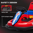 Aosom Toddler Bumper Car, 360° Rotation 6V Kids Electric Ride on Bumper Car with EVA Bumper Edges, Twins Motor, Songs, Horn, LED Lights, Safety Belt for 18-48 Months, Red by TinyTreasures Baby Boutique