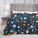 Baseball Football Basketball Sport Theme Throw Blanket 50x40 Inch Soft Fleece Blanket Men Women Gift for Kids Boys Girls for Party Couch Sofa Bed Deco Blankets by CozyNest Decor