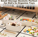 3 Pack Small Storage Baskets for Organizing, Cute Woven Decorative Gift Baskets for Shelves, Mini Closet Organizer Bins with Handles, 11.81''Lx7.87''Wx4.72''H-White by CozyNest Decor