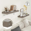 12 Inch Deep Floating Shelves for Wall | 30 Inch Floating Shelves Set of 2 | Rustic Grey Wood Shelves for Living Room Bathroom Laundry Room Bedroom Kitchen Home Office - Rustic Grey by CozyNest Decor