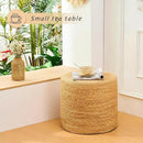 Handwoven Ottoman Pouf, Natural Water Hyacinth Footstool, Round Braided Outdoor Seat with Sturdy Frame, Boho Accent Stool for Patio, Balcony, or Garden (Natural) by CozyNest Decor