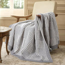 Amélie Home Chenille Knit Throw Blanket for Couch, Checkered Texture Decorative Soft Blanket for Sofa, Bed & Living Room, 50"x60", Grey & White by CozyNest Decor