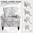 Wingback Accent Chair with Removable Pillow, High Back Floral Armchair with Solid Wood Legs & Nailhead Trim, Comfy Upholstered Reading Single Sofa Chair for Bedroom (1, Bird Floral Pattern) by CozyNest Decor