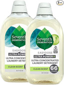 Seventh Generation Laundry Detergent Ultra Concentrated Clean Scent oz 2 Pack 132 Loads, Clear, Power Plus, 23.1 Ounce by CozyNest Decor