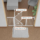 BABELIO 36" Tall Baby Gate, 29-55" Auto Close Pressure Mounted Dog Gate for Doorways & Hallway, Pressguard Basics Easy Walk Thru Pet Gate, Extra Wide Metal Child Gate, White by TinyTreasures Baby Boutique
